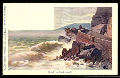 Künstler-AK Philipp + Kramer Nr. XV /4: Riviera di Levante, Strand von Sestri Levante