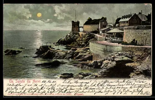 AK Nervi, Ortspartie an der Küste