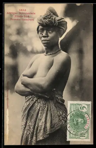 AK Afrique Occidentale, Femme Gambari, barbusige Gambari-Frau