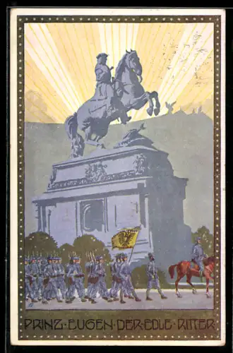 Künstler-AK Ernst Kutzer: Soldaten am Prinz Eugen-Denkmal