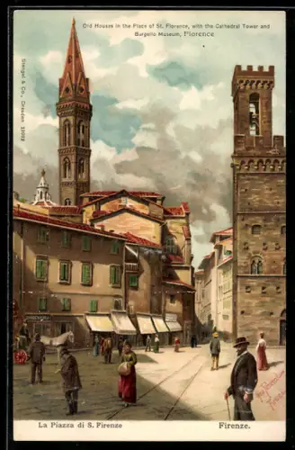AK Firenze, La Piazza di San Firenze mit Passanten