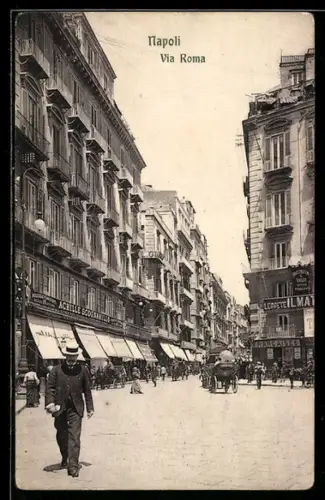 AK Napoli, Via Roma mit Geschäften