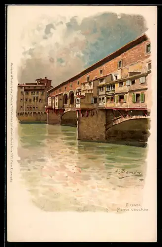 Künstler-AK Firenze, Ponte Vecchio