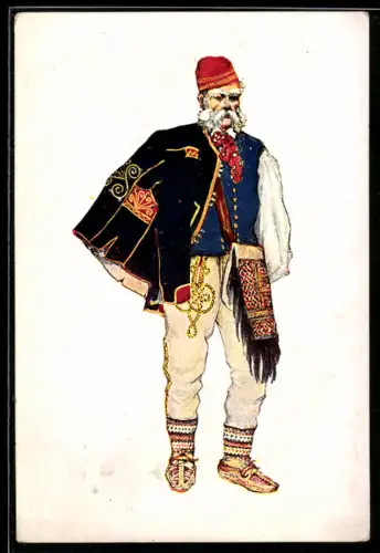 Künstler-AK Vladimir Kirin: Kroatische Volkstrachten, Mann aus Kordun-Slunj