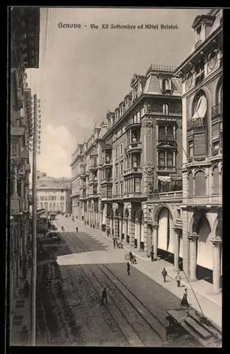 AK Genova, Via XX. Settembre ed Hotel Bristol