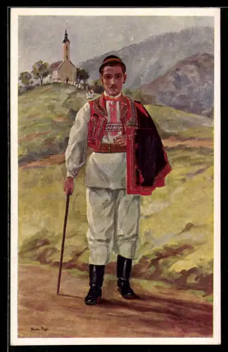 AK Mann in kroatischer Volkstracht