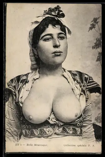 AK Belle Mauresque, arabische nackte Frau mit Kopftuch