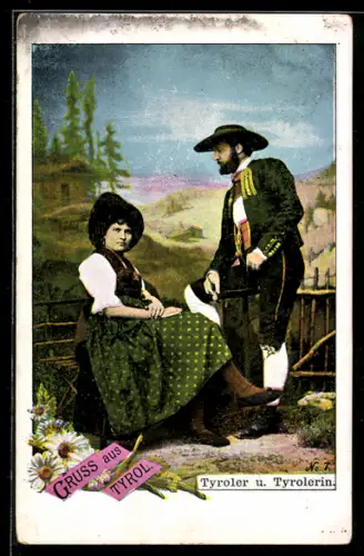 AK Tirol, Paar in Trachten