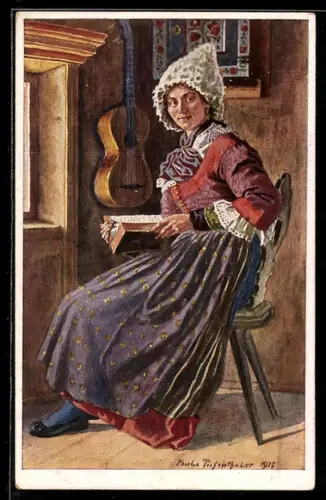 AK Frau aus dem Ötztal in Tracht