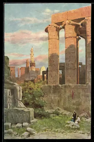 Künstler-AK Luxor, Tempel von Amenophis III.