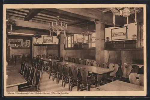 AK Rüdesheim / Rhein, Gasthaus Lindenwirt, Strasse Drosselgasse, Innenansicht