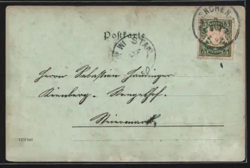 Mondschein-AK München, Marienplatz