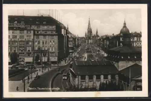 AK Berlin-Schöneberg, Tauentzienstrasse mit dem Kaufhaus des Westens KaDeWe