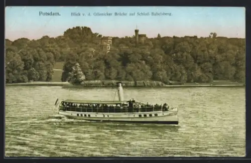 AK Potsdam, Blick von der Glienicker Brücke auf Schloss Babelsberg