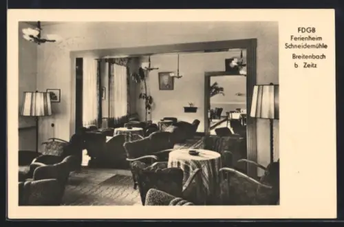 AK Breitenbach, FDGB Ferienheim Schneidemühle, Innenansicht