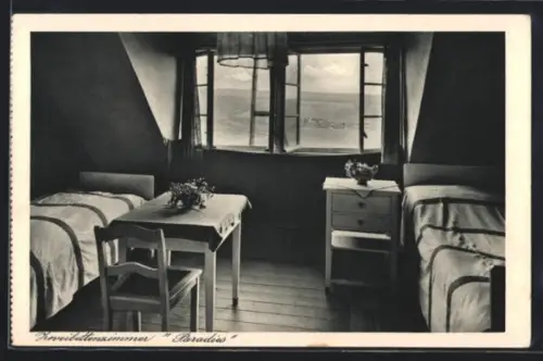 AK Hauteroda b. Heldrungen, Erholungsheim Haus auf dem Berge, Zweibettzimmer Paradies