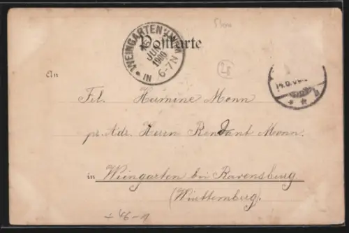 AK Weimar, Totalansicht mit Strassenbahn