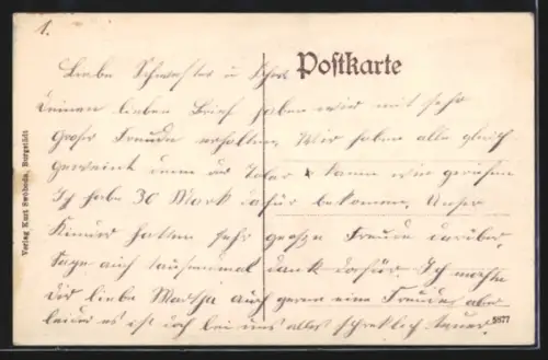 AK Burgstädt, Rathaus mit Strassenpartie