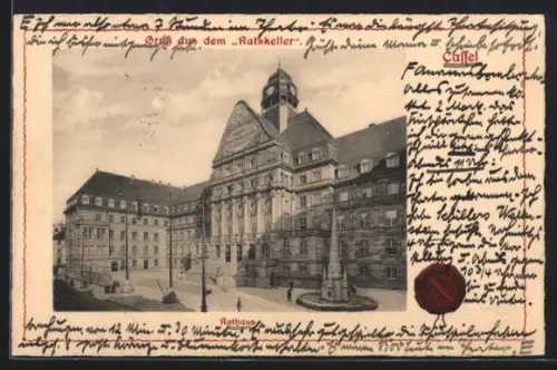 AK Kassel, Rathaus mit Gasthaus Ratskeller