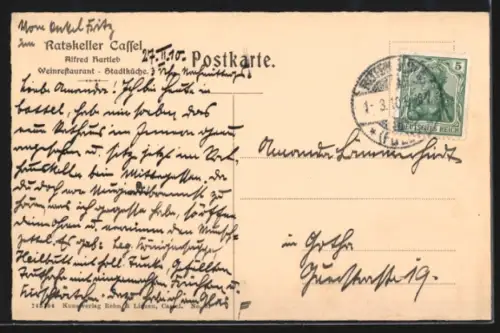 AK Kassel, Rathaus mit Gasthaus Ratskeller