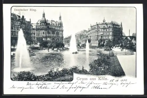 AK Köln-Neustadt, Deutscher Ring mit Fontänen