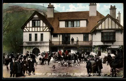AK The Meet of the Barnstaple Stag Hounds at Hunters Inn, Jagd