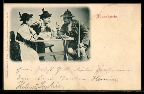 AK Jägerlatein, Jäger liebäugelt mit zwei feschen Fräulein