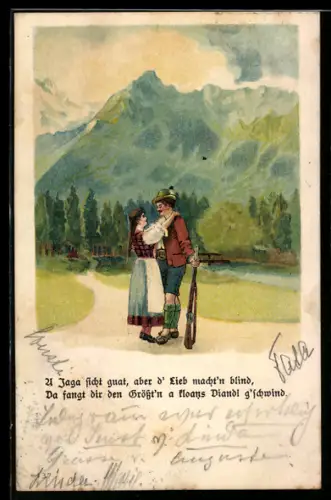 AK A Jaga sicht guat, aber d` Lieb machtn blind...