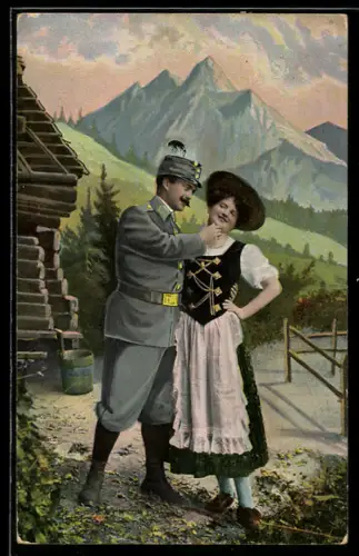 AK Österreichischer Soldat mit Frau