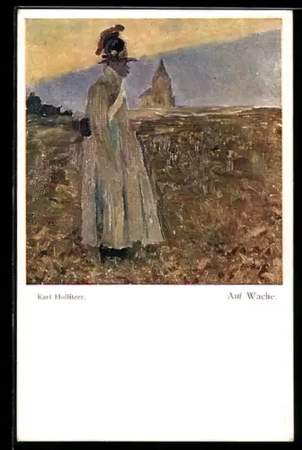 AK Österreichischer Wachsoldat vor Kirche