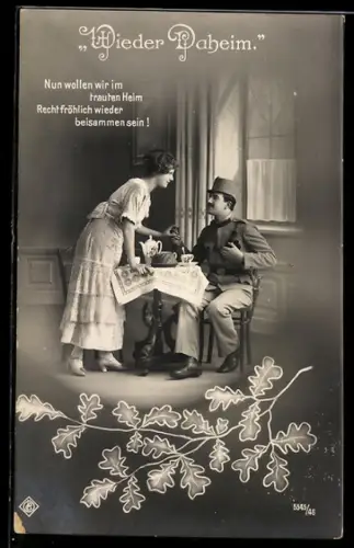 AK Österreichischer Soldat wieder daheim