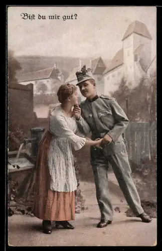 AK Österreichischer Soldat mit Frau