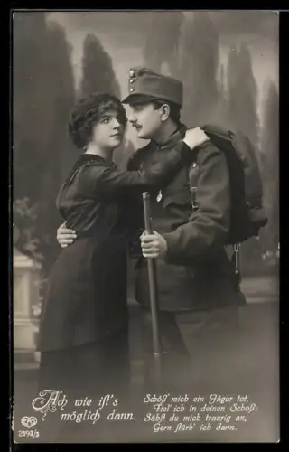 AK Österreichischer Soldat mit Frau im Park