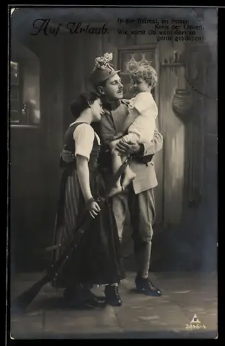 AK Österreichischer Soldat auf Urlaub bei seiner Familie