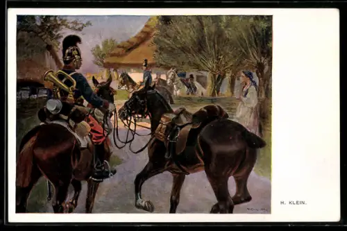 AK Österreichische Soldaten mit Pferden