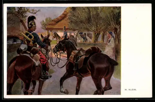 AK Österreichische Soldaten mit Pferden