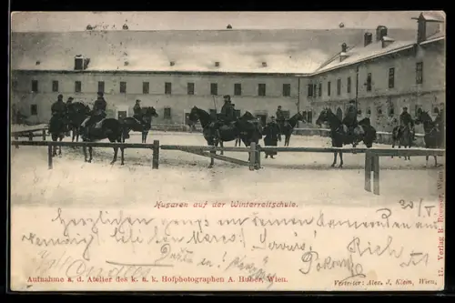 AK Österreichische Husaren auf der Winterreitschule