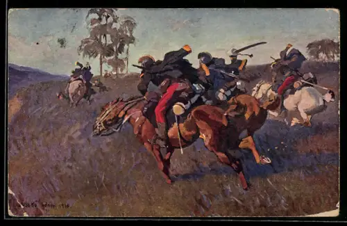 AK Österreichische Soldaten mit Pferden