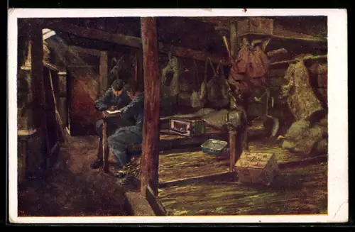 AK Österreichische Soldaten sitzen am Tisch