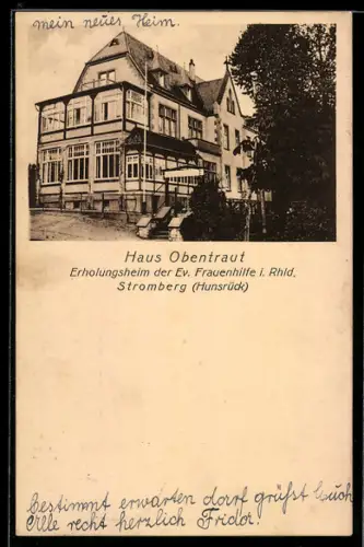 AK Stromberg /Hunsrück, Haus Obentraut, Erholungsheim der Ev. Frauenhilfe i. Rhld.