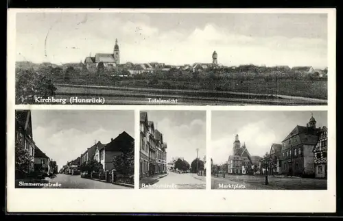 AK Kirchberg /Hunsrück, Simmernerstrasse, Bahnhofstrasse und Marktplatz