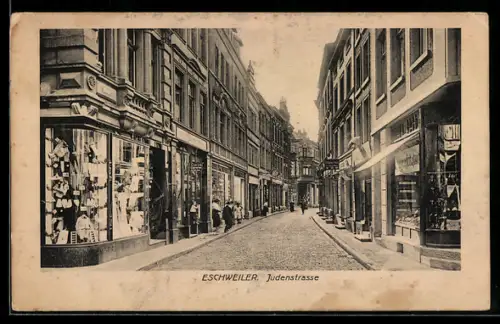 AK Eschweiler, Judenstrasse mit Geschäften