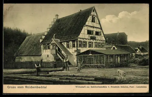 AK Leinfelden /Reichenbachtal, Gasthaus zur Schlösslesmühle, Bes. Friedrich Schufer, Aussenansicht