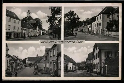 AK Lautzkirchen /Saar, Diverse Ortspartien mit Kirche und Wohnhäusern