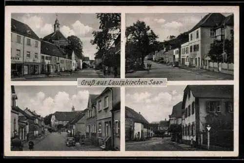 AK Lautzkirchen /Saar, Diverse Ortspartien mit Kirche und Wohnhäusern