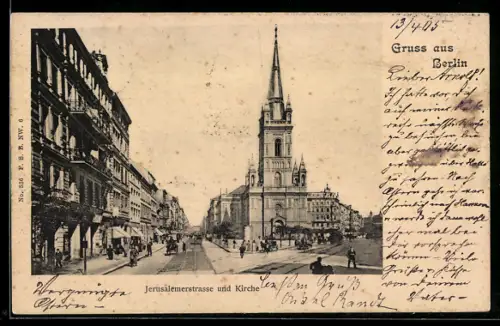 AK Berlin, Blick in die Jerusalemerstrasse