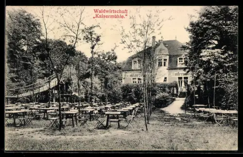 AK Buchholz-Friedewald, Gasthof Kaisermühle, Aussenbereich für Gäste mit Grünanlagen