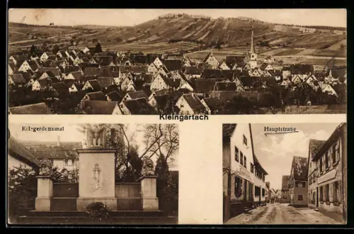AK Kleingartach, Hauptstrasse, Kriegerdenkmal, Totalansicht