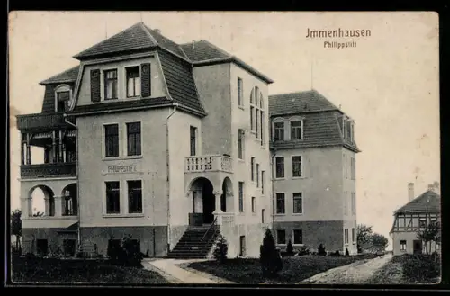 AK Immenhausen, Philippstift, Vorderansicht mit Nebengebäude