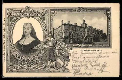 AK Baden-Baden, Ansicht des Schlosses Favorite